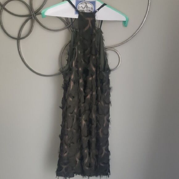 TCEC Green And Copper Textured Halter Dress - Picture 6 of 9